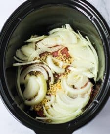 Slow Cooker Gyros uncooked in the slow cooker