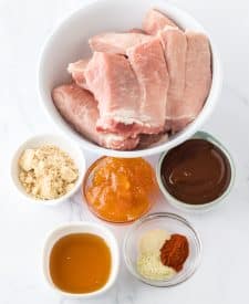 Slow Cooker Honey Peach Country Ribs ingredient shot