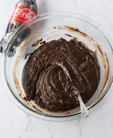 Copycat Cracker Barrel Double Fudge Coca Cola Cake ingredients in bowl
