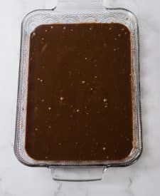 Copycat Cracker Barrel Double Fudge Coca Cola Cake batter in pan