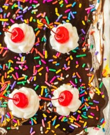 No Bake Banana Split Lush completed in pan