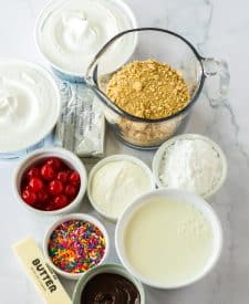 No Bake Banana Split Lush ingredients