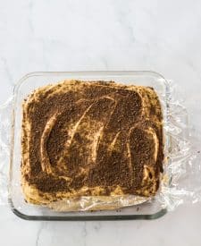 Peanut Butter Cup Icebox Cake completed in pan