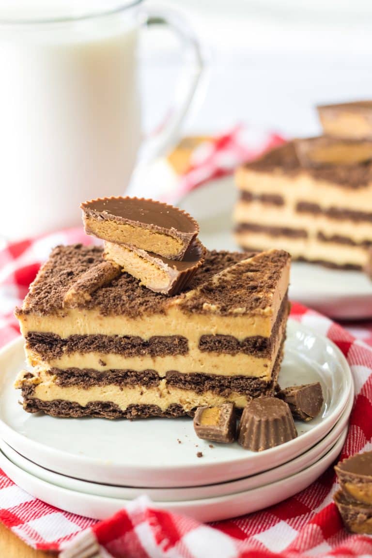Peanut Butter Cup Icebox Cake on plate
