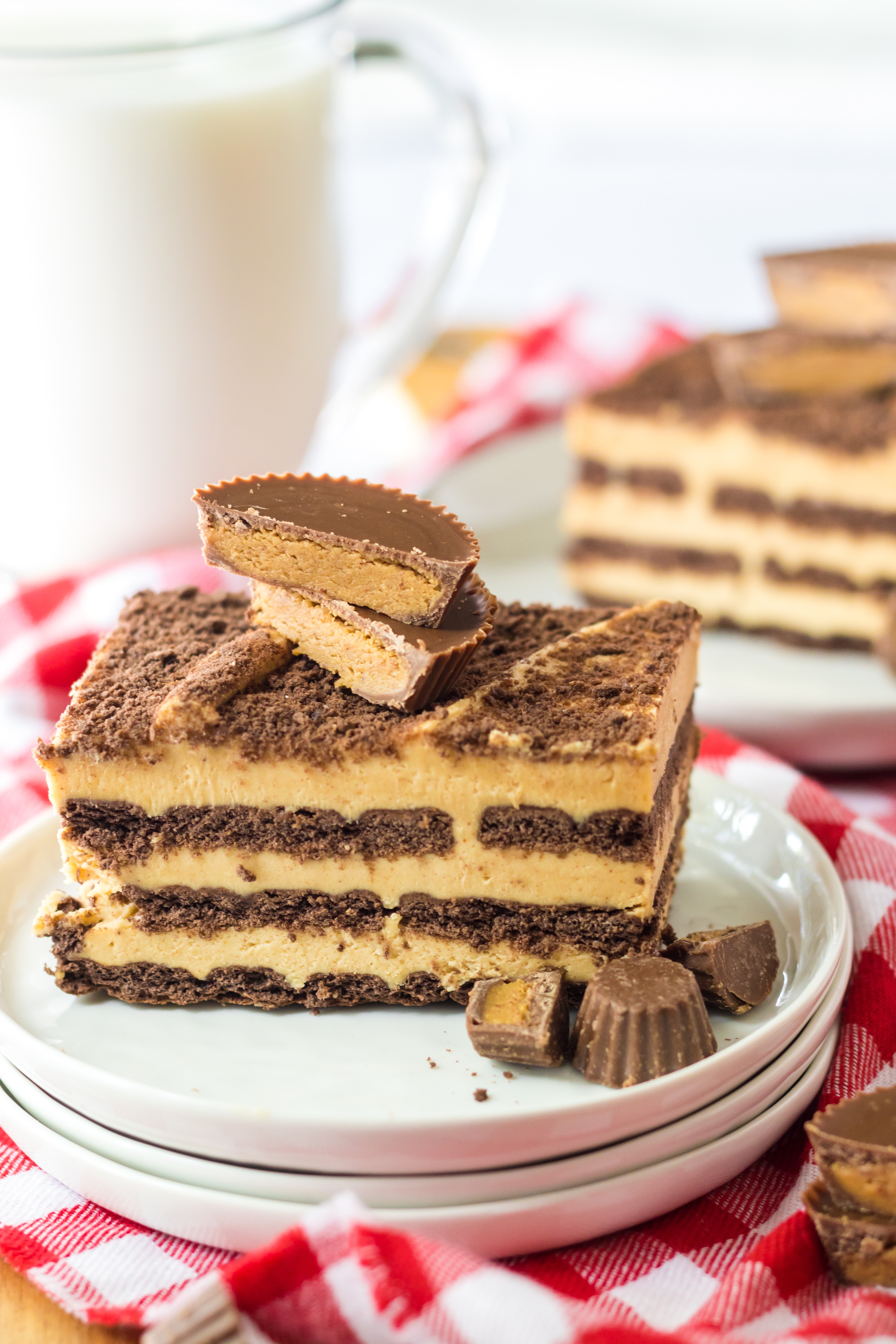 Peanut Butter Cup Icebox Cake on plate