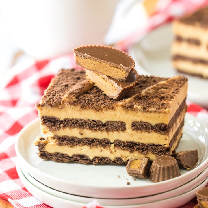 Peanut Butter Cup Icebox Cake on plate