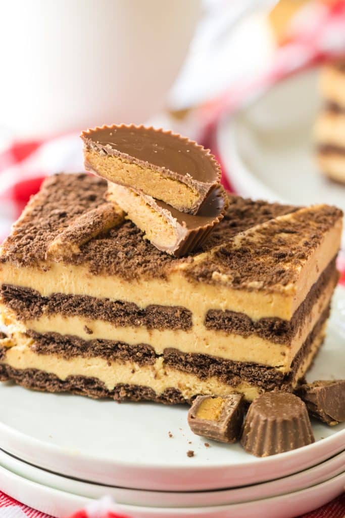 Peanut Butter Cup Icebox Cake plated