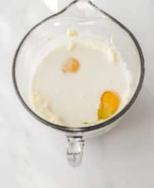 Pina Colada Cheesecake Bars filling ingredients in bowl