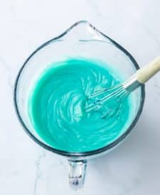 Sand Bucket Dessert pudding dyed blue