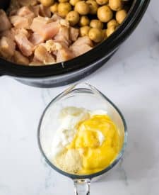 Slow Cooker Million Dollar Chicken and Potatoes sauce in bowl