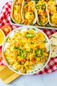 Slow Cooker Queso Chicken in bowl