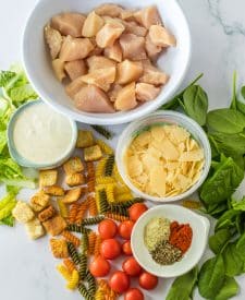Chicken Caesar Pasta Salad ingredients