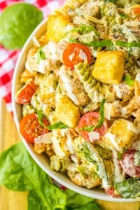 Chicken Caesar Pasta Salad plated