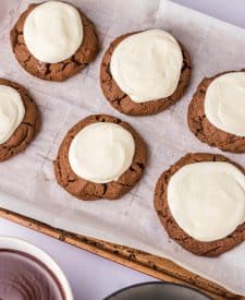 Hostess Cupcake Cookies with cream topping