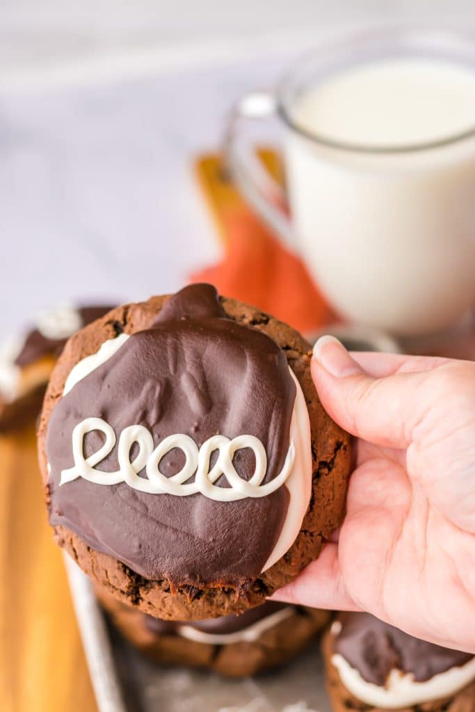 Hostess Cupcake Cookies in hand