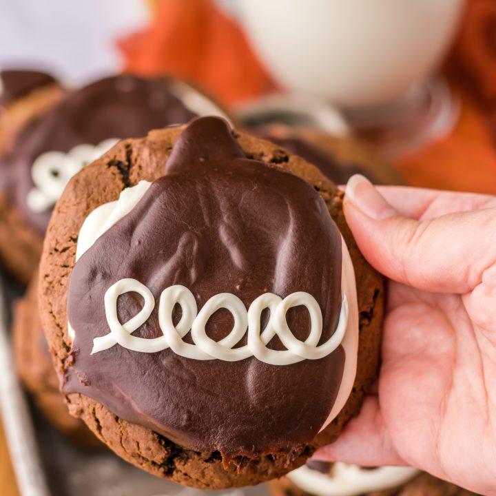 Hostess Cupcake Cookies in hand