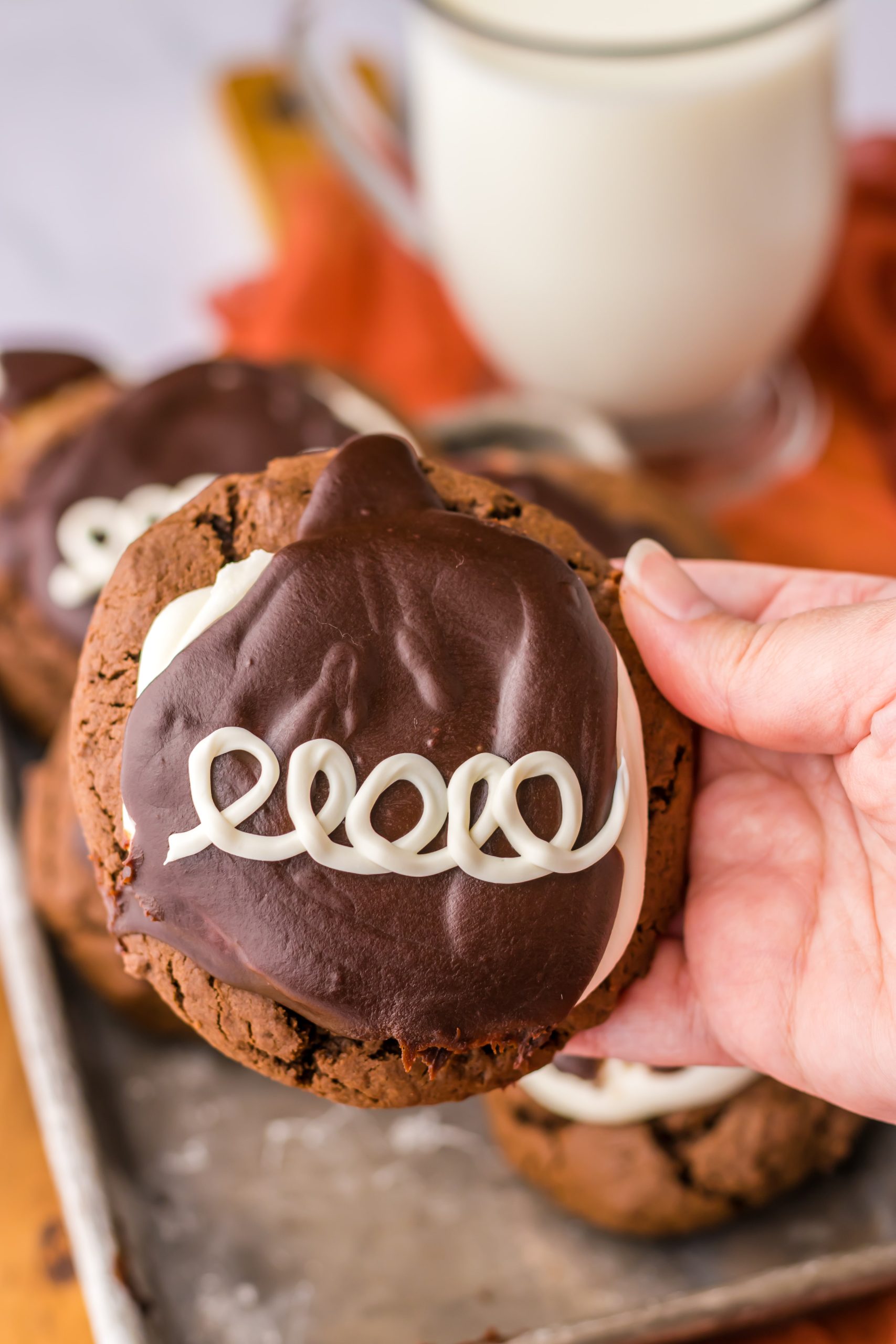 Hostess Cupcake Cookies in hand
