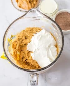 No Bake Butterfinger Lush peanut butter layer in bowl