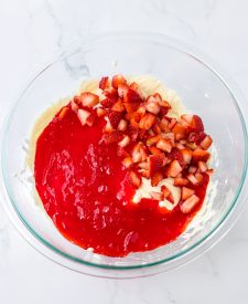 No Bake Strawberry Pretzel Pie ingredients in bowl