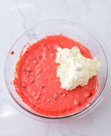 No Bake Strawberry Pretzel Pie ingredients in bowl