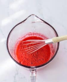 No Bake Strawberry Pretzel Pie jello in bowl