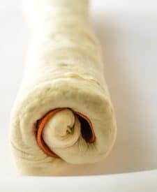 Pepperoni Bread rolled up before cooking