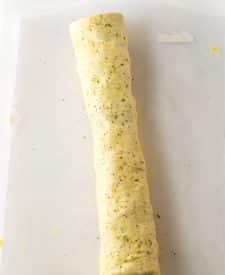 Pepperoni Bread rolled up before cooking