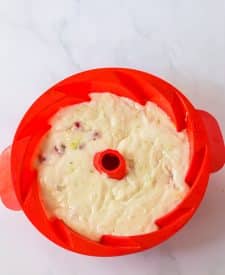 Shirley Temple Cake batter in pan
