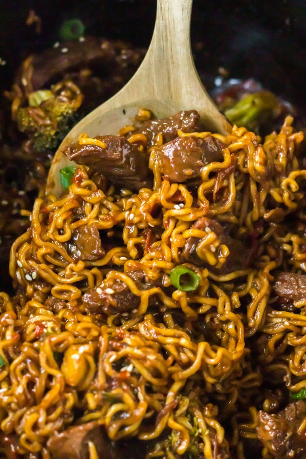 Slow Cooker Beef And Broccoli Ramen - Life With The Crust Cut Off