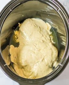 Slow Cooker Chicken Caesar Sandwiches ingredients in slow cooker