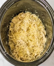 Slow Cooker Chicken Caesar Sandwiches in slow cooker