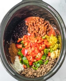 Slow Cooker Frito Pie ingredients in slow cooker