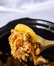 Slow Cooker Hawaiian Chicken Sliders in slow cooker