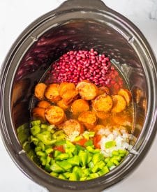 Slow Cooker Red Beans and Rice ingredients in slow cooker