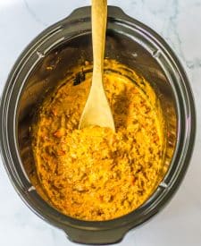 Slow Cooker Rotel Tacos cooked in slow cooker