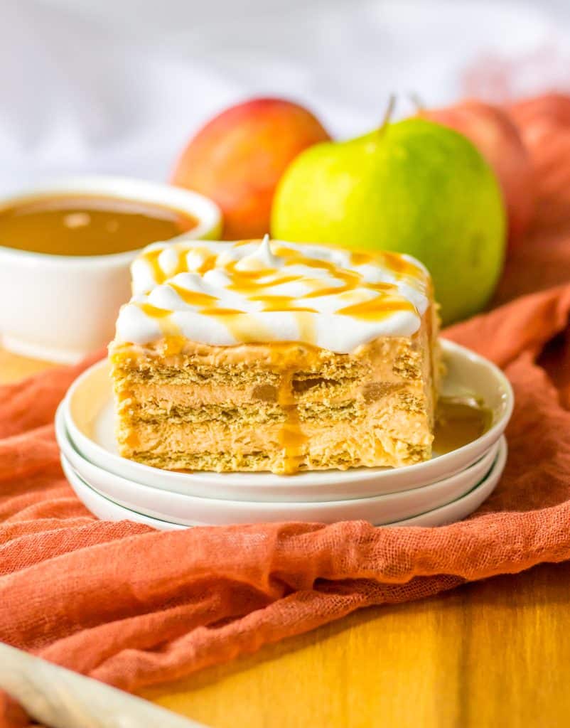 Caramel Apple Icebox Cake plated