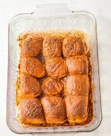 Hawaiian Cinnamon Rolls baked in pan