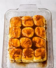 Hawaiian Cinnamon Rolls in pan