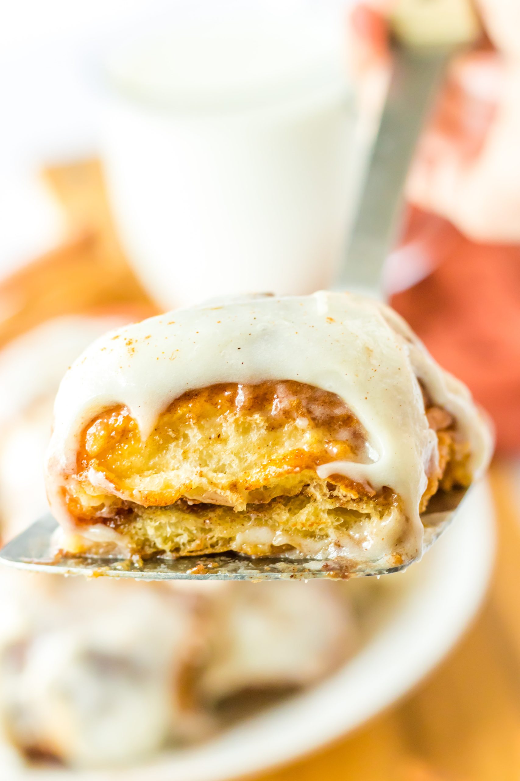 Hawaiian Cinnamon Rolls on spatula