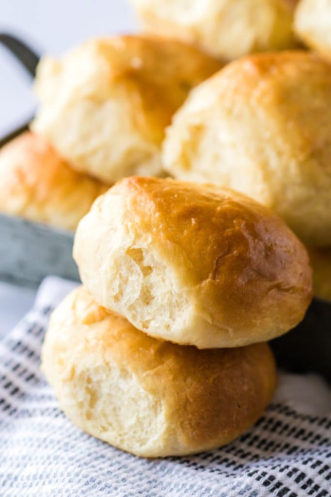 Homemade Hawaiian Rolls stacked