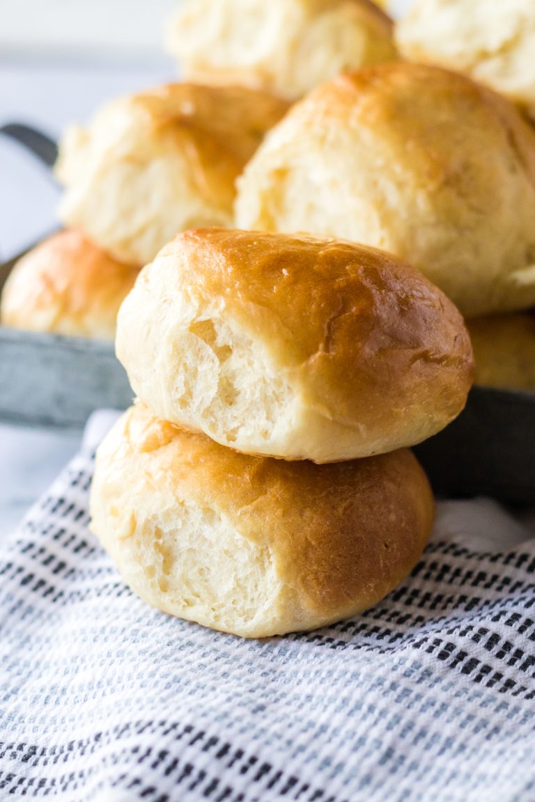 Homemade Hawaiian Rolls stacked