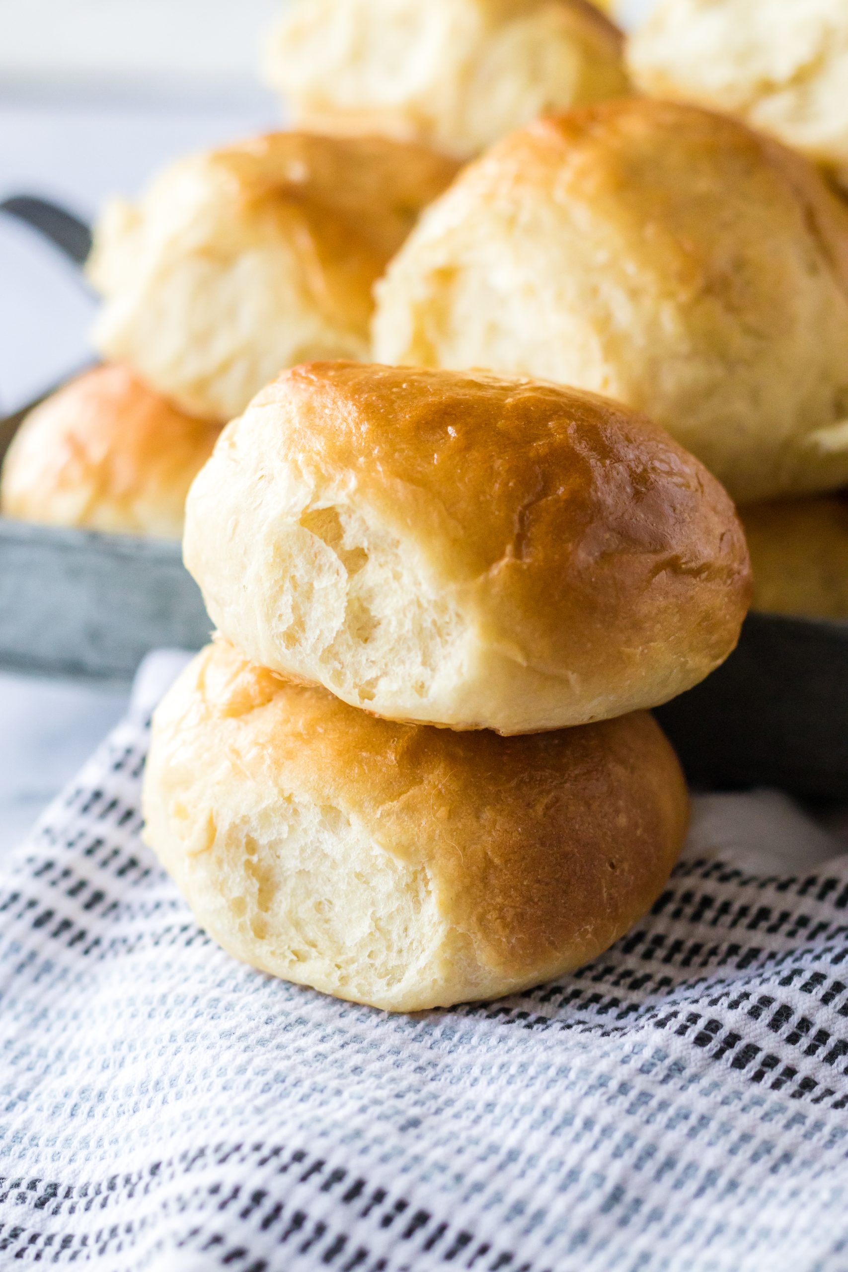 Homemade Hawaiian Rolls stacked