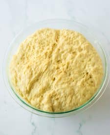 Homemade Hawaiian Rolls dough risen in bowl