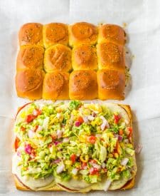 Italian Sub Sliders with lettuce mix