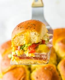 Italian Sub Sliders on spatula