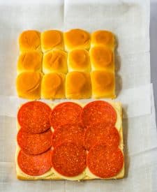 Italian Sub Sliders pepperoni layer