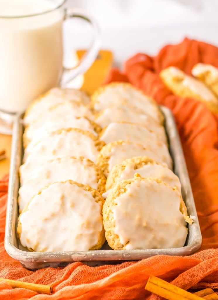 Old Fashion Iced Oatmeal Cookies plated on tray