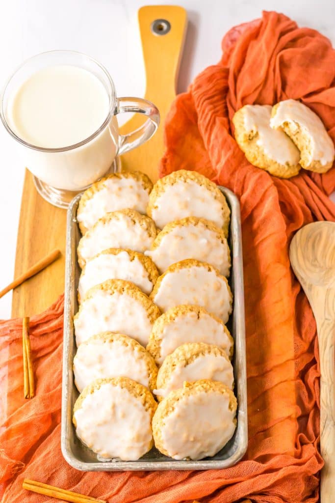 Old Fashion Iced Oatmeal Cookies plated on tray