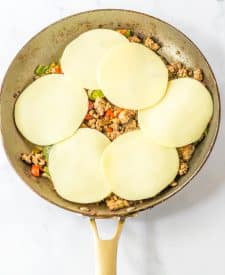 Philly Cheesesteak Sliders filling in pan