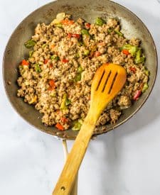 Philly Cheesesteak Sliders filling in pan